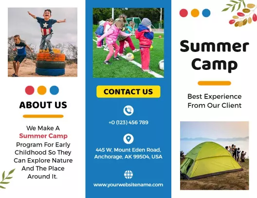 Vibrant Summer Camp Activities and Exploration Brochure Template