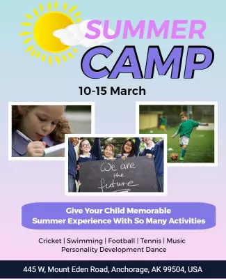Vibrant Summer Camp Activities for Kids Poster Template