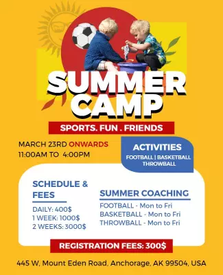 Vibrant Summer Camp Sports Activities Poster Template