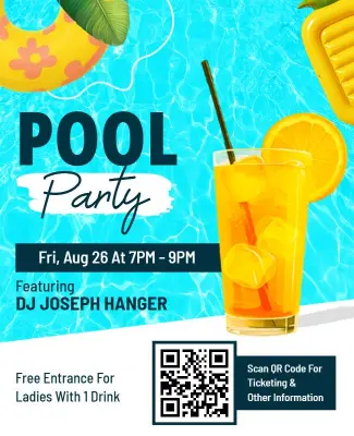Vibrant Summer Pool Party with Refreshments Flyer Template