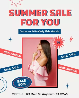 Vibrant Summer Sale Discount Announcement Poster Template