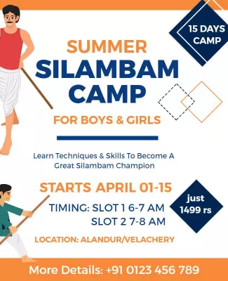 Vibrant Summer Silambam Camp for Boys and Girls Poster Template