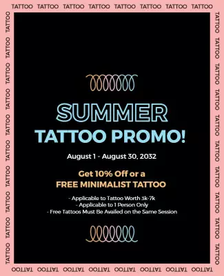 Vibrant Summer Tattoo Promotion with Minimalist Offer Poster Template