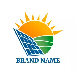 Vibrant Sun and Solar Panels Showcasing Renewable Energy Logo Template