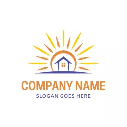 Vibrant Sun Rays Behind a Cozy Home for Solarium Logo Template