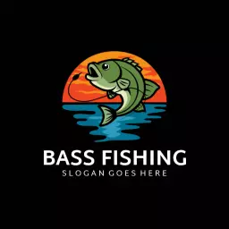 Vibrant Sunset and Bass Highlighting Fishing Adventures Logo Template