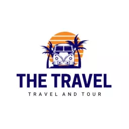 Vibrant Sunset and Tropical Palm Elements Travel Logo Template