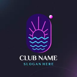 Vibrant Sunset and Waves Create Nightclub Atmosphere Logo Template