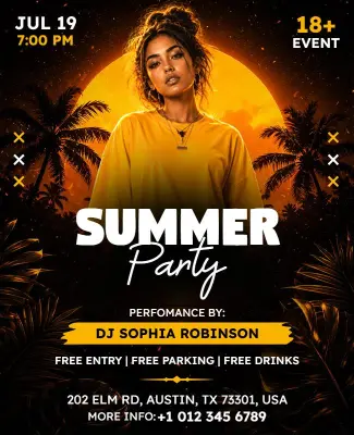Vibrant Sunset Beach Celebration Event Flyer Template