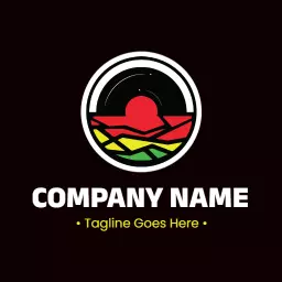 Vibrant Sunset Over Mountains Symbolizing Reggae Music Logo Template