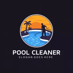 Vibrant Sunset Scene Highlighting Effective Pool Cleaner Logo Template