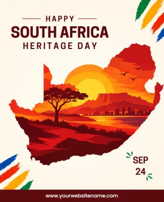 Vibrant Sunset Silhouette South Africa Heritage Day Poster Template
