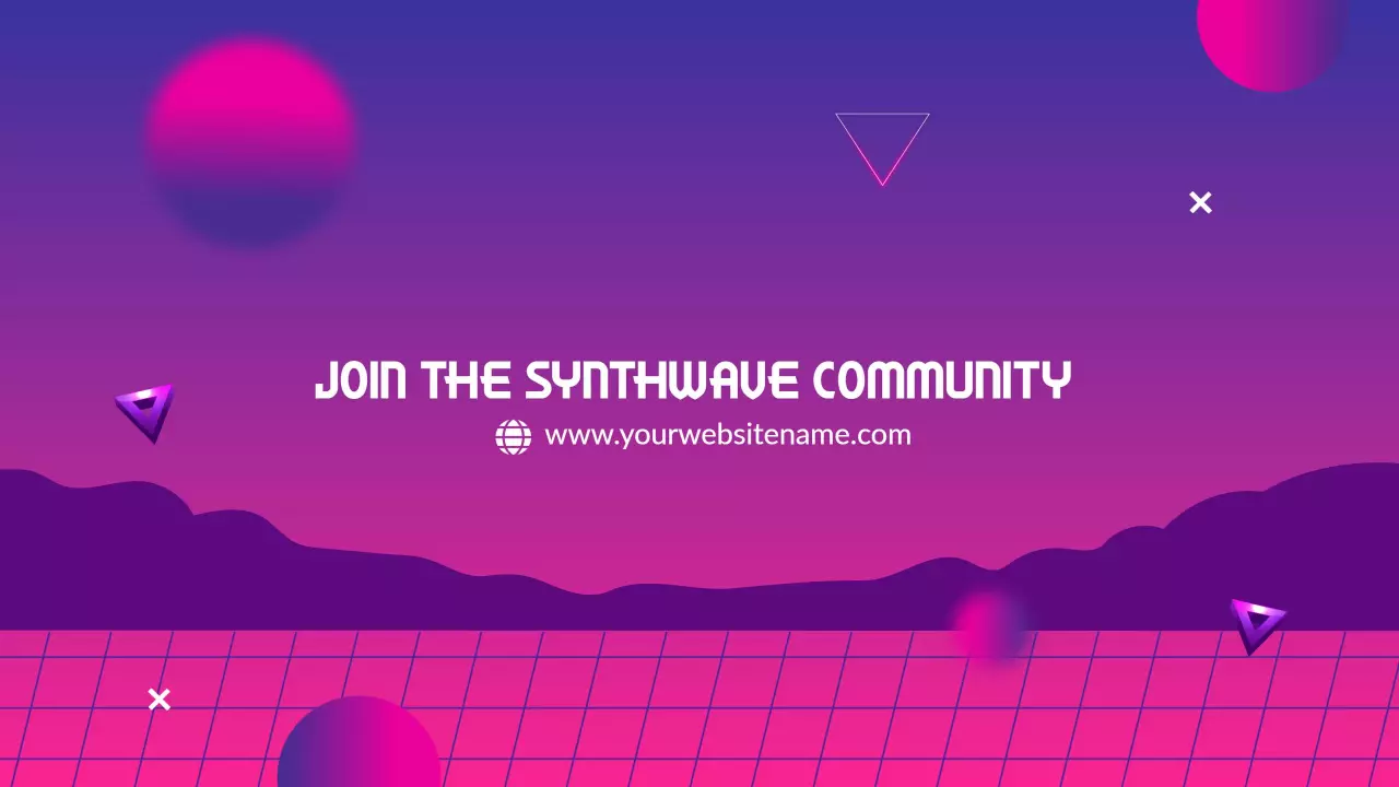 Vibrant Synthwave Aesthetic with Purple and Pink YouTube Banner Template