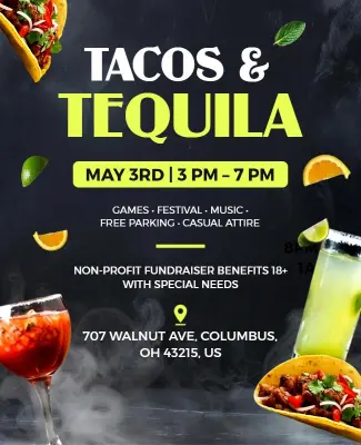 Vibrant Tacos and Tequila Fundraiser Event Flyer Template