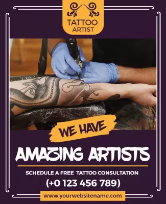 Vibrant Tattoo Artistry Promotion Consultation Poster Template