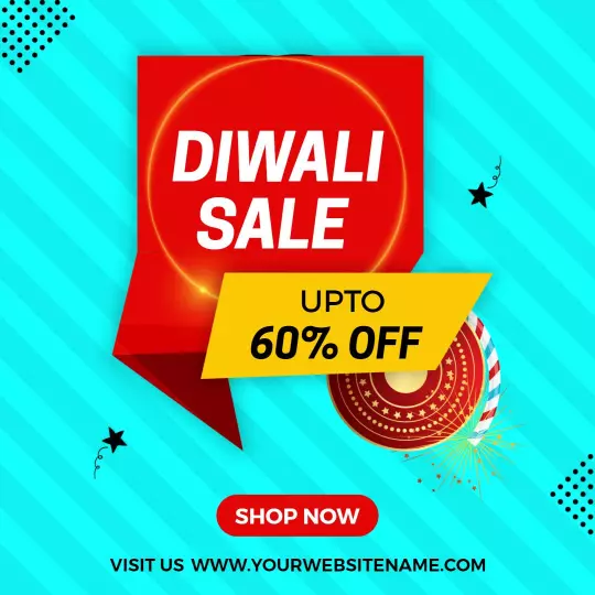 Vibrant Teal Diwali Sale with Huge Discounts Ad Template