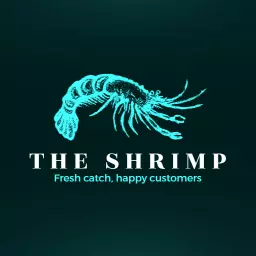 Vibrant Teal Shrimp Design Celebrating Fresh Seafood Logo Template