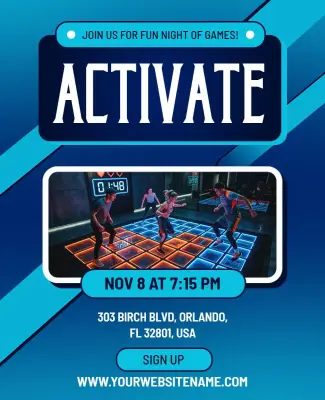 Vibrant Tech-Themed Active Gaming Night Flyer Template