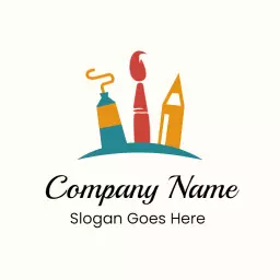 Vibrant Tools of the Trade Depicting Artistic Drawing Logo Template