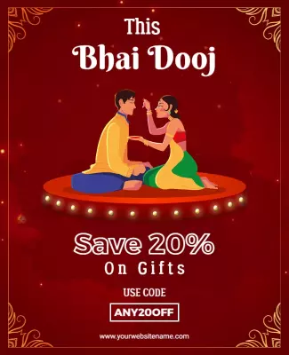 Vibrant Traditional Bhai Dooj Celebration Gifts Flyer Template