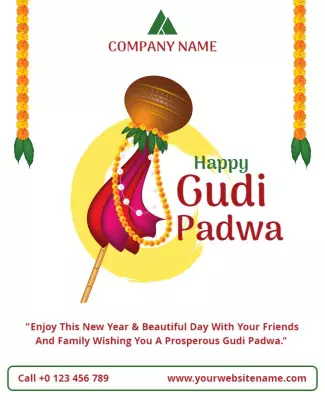 Vibrant Traditional Gudi Padwa Festival Celebration Flyer Template