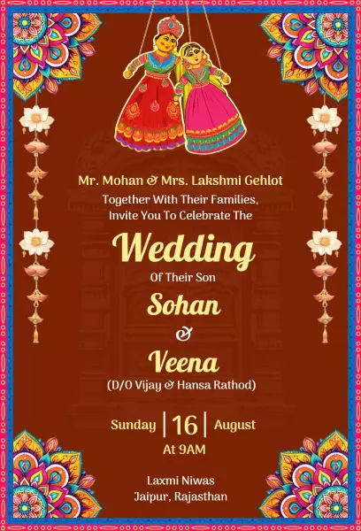 Vibrant Traditional Indian Wedding Celebration Invitation Template