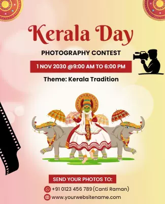 Vibrant Traditional Kerala Day Photography Contest Poster Template