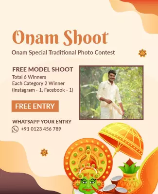 Vibrant Traditional Onam Festival Photo Contest Poster Template