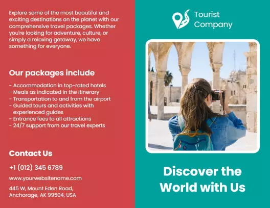 Vibrant Travel Adventure Package Discover the World Brochure Template