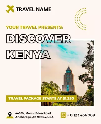 Vibrant Travel Adventure to Discover Kenya Poster Template