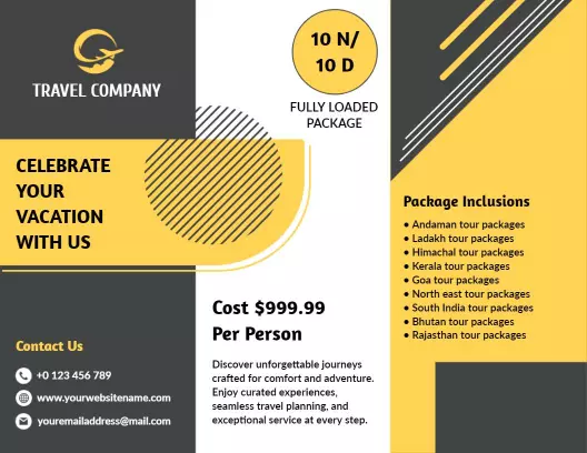 Vibrant Travel Vacation Packages and Services Tri Fold Brochure Template