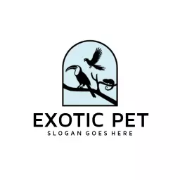 Vibrant Tropical Birds on Branch Highlighting Exotic Pet Logo Template