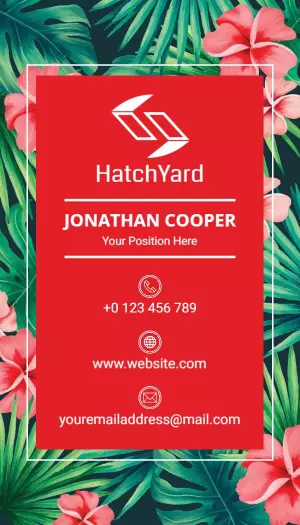 Vibrant Tropical Floral Vertical Business Card Template