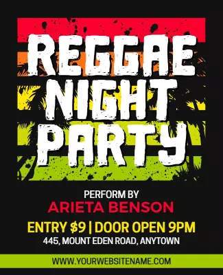 Vibrant Tropical Reggae Night Party Flyer Template