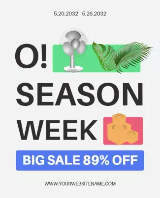 Vibrant Tropical Season Week Sale Event Poster Template