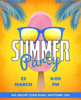 Vibrant Tropical Summer Party Celebration Poster Template