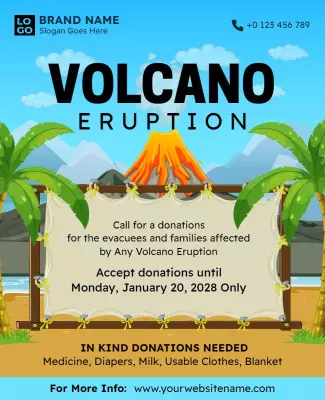 Vibrant Tropical Volcano Eruption Donation Appeal Poster Template