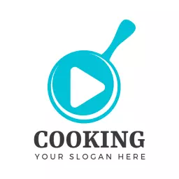 Vibrant Turquoise Cooking Channel with Playful Pan Icon Logo Template
