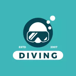 Vibrant Turquoise Diving Logo Featuring Scuba Mask Design Logo Template