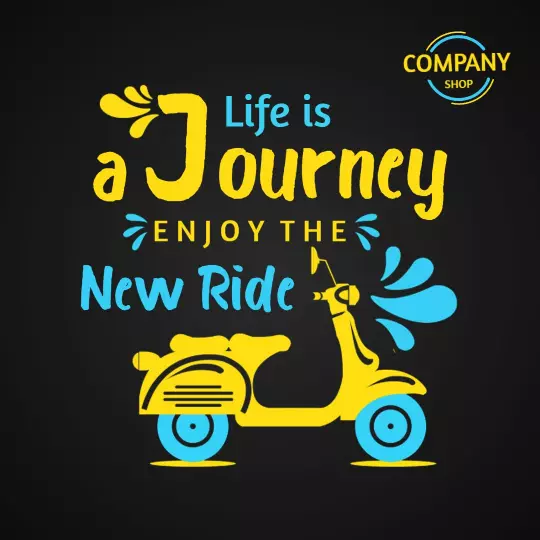 Vibrant Typography with Yellow Scooter Adventure Theme Ad Template