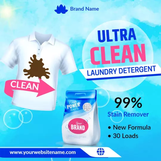 Vibrant Ultra Clean Laundry Detergent Promotion Ad Template