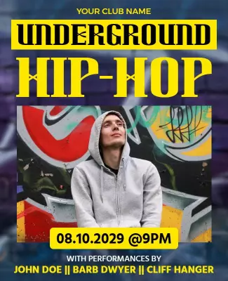 Vibrant Underground Hip-Hop Club Event Poster Template