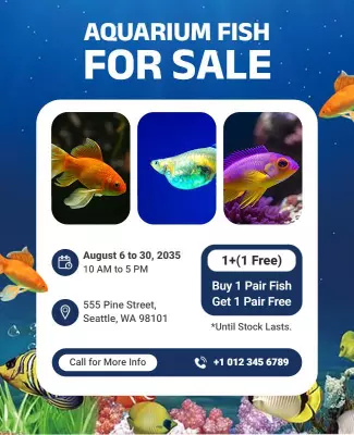 Vibrant Underwater Aquarium Fish Sale Poster Template