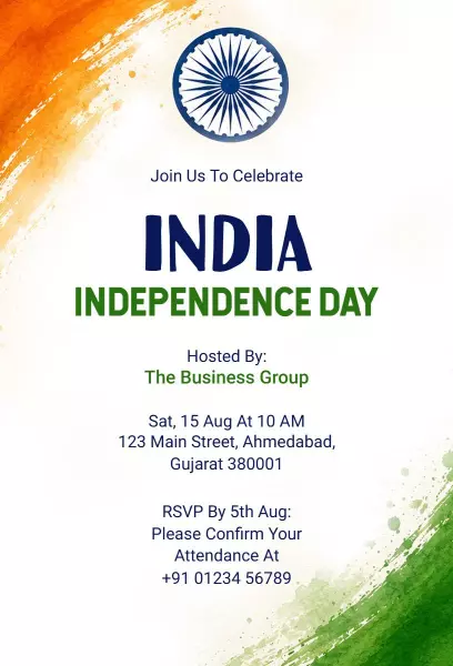 Vibrant Unity Celebration India Independence Day Invitation Template