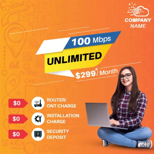 Vibrant Unlimited 100 Mbps Internet Plan Monthly Offer Ad Template