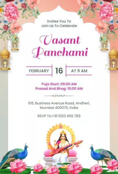 Vibrant Vasant Panchami Festival Celebration Invitation Template