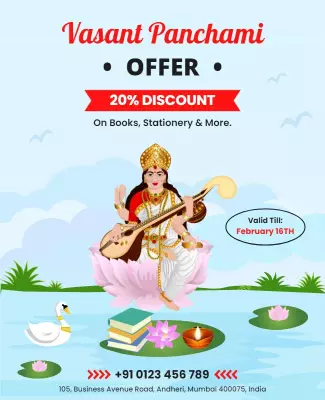 Vibrant Vasant Panchami Festival Discount Offer Poster Template