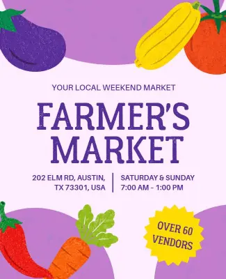 Vibrant Vegetable Farmer's Market Poster Template