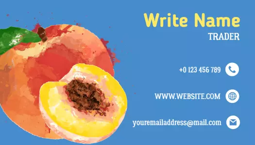 Vibrant Watercolor Peach Fruit Trader Business Card Template