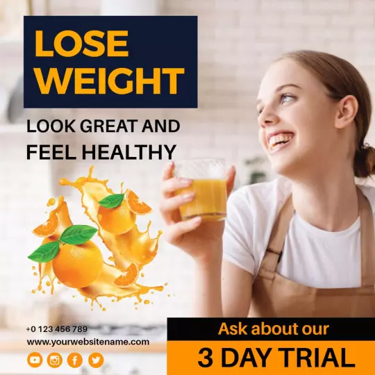 Vibrant Weight Loss Nutrition Promotion with Fresh Oranges Ad Template
